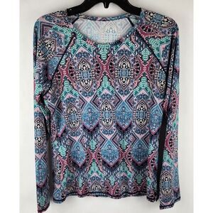 Garnet Hill Longsleeve Tee T Shirt Top Geometric Womens Small